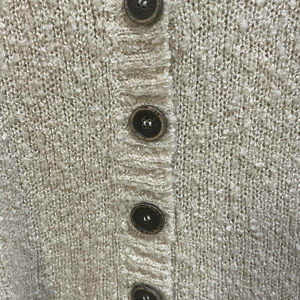 BKE Cream Knit Cardigan Fringe  with Lace Details Size Small - Picture 7 of 11